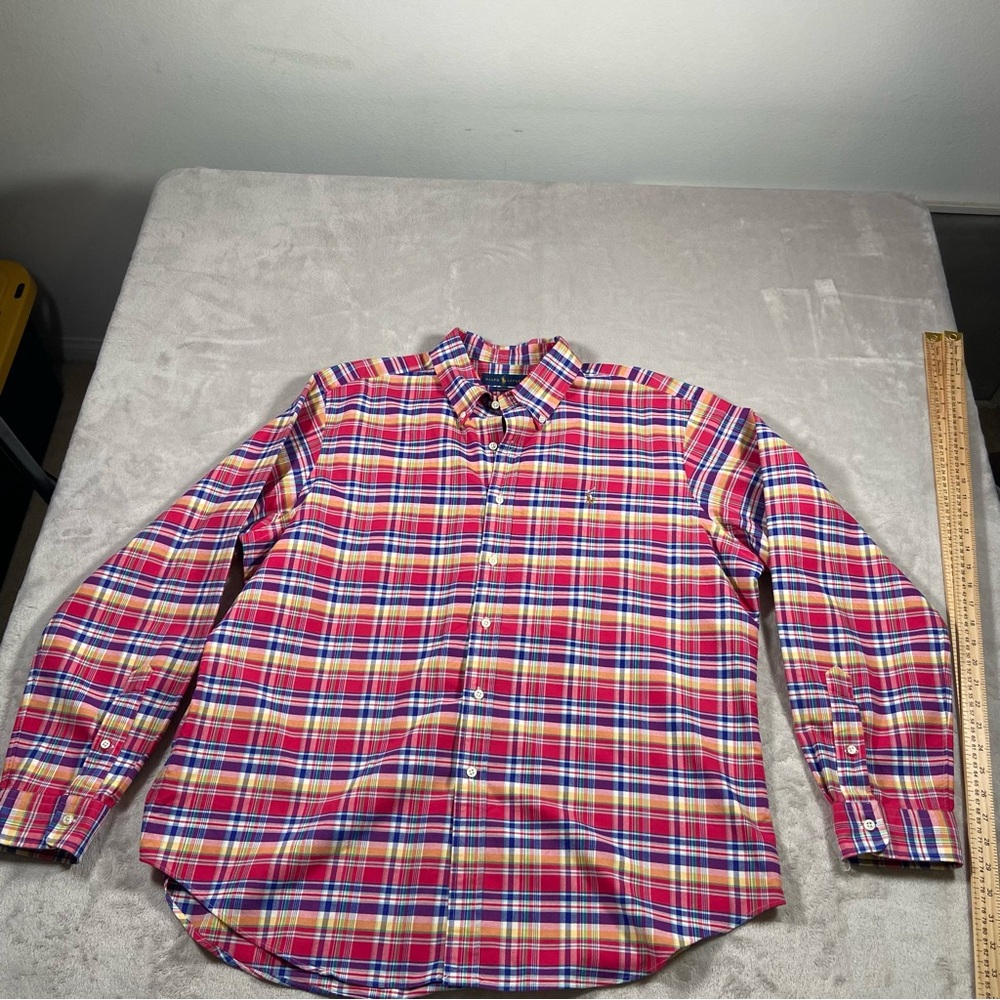 Ralph Lauren Madras Button Down Short XXL Classic fit Red Yellow Purple
